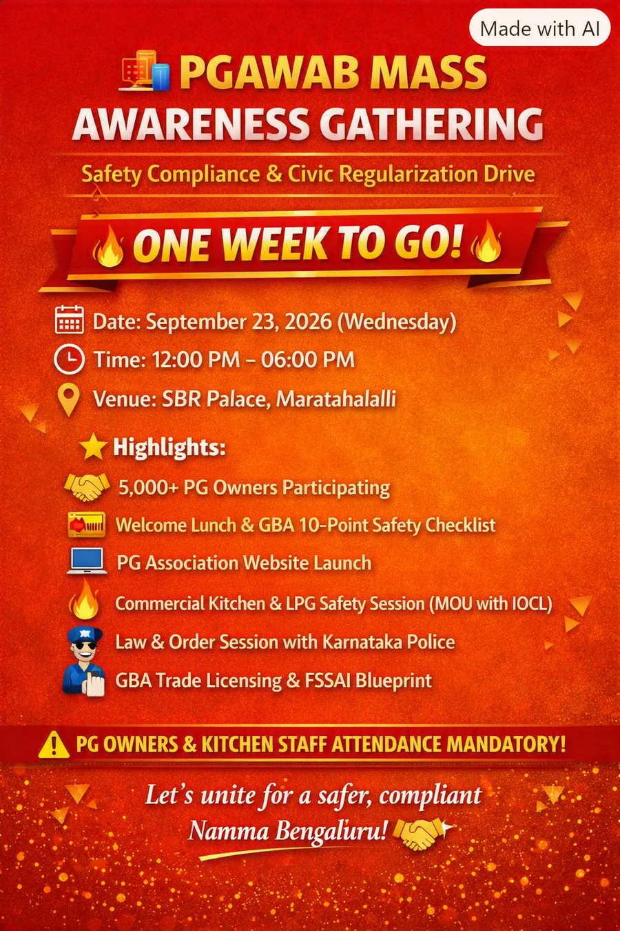 Campaign poster for the PG Association awareness gathering